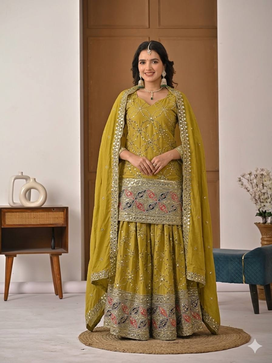 The Sovereign Chartreuse Mirror-Craft Gharara